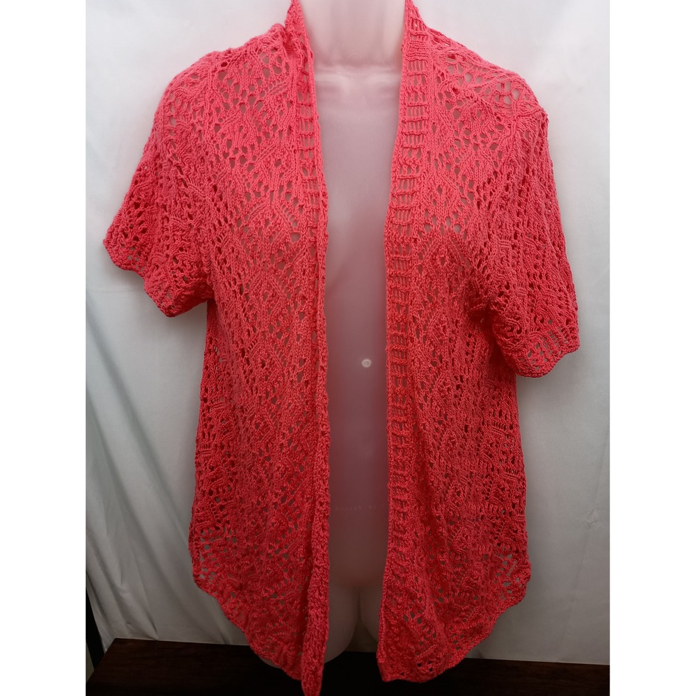 Pink fairy knit beach open front‎ cardigan XL cotton